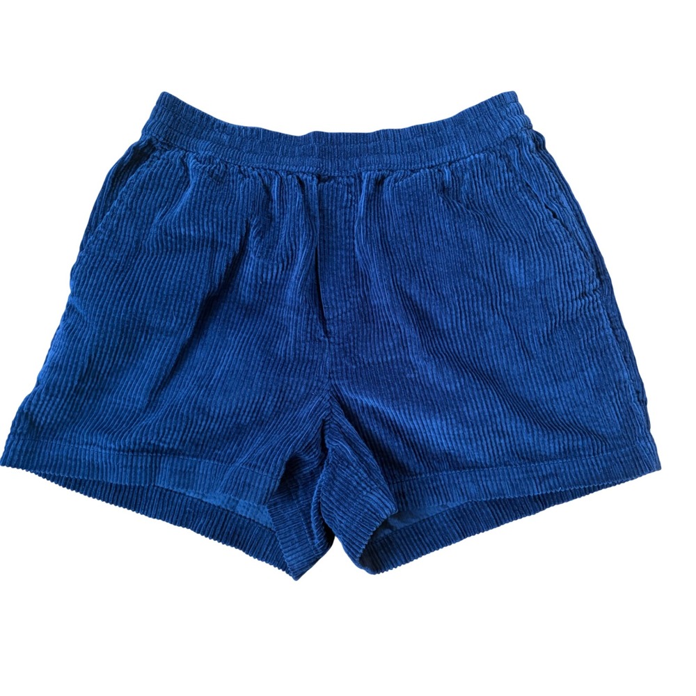 Aerie NWT Blue Corduroy Shorts Elastic Waist Pockets 100% Cotton Small Summer